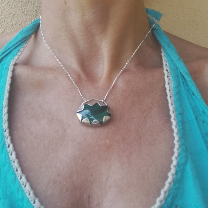 Collana Argento e Malachite